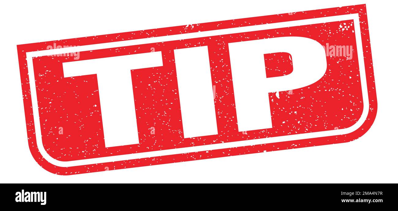 Tip text written on red grungy stamp sign stock photo alamy
