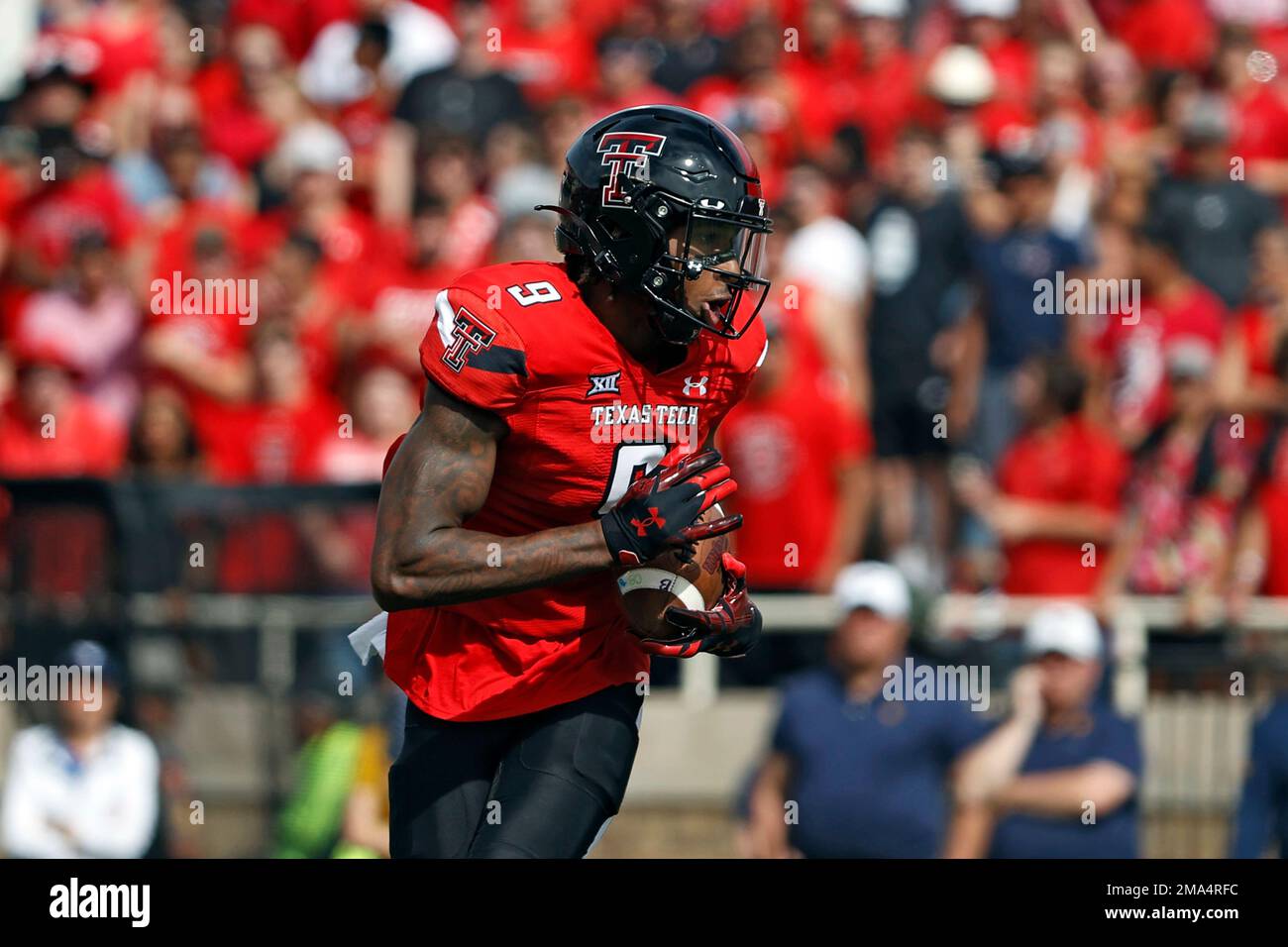 Texas Tech's Jerand Bradley (9) catches the ball during the first half ...