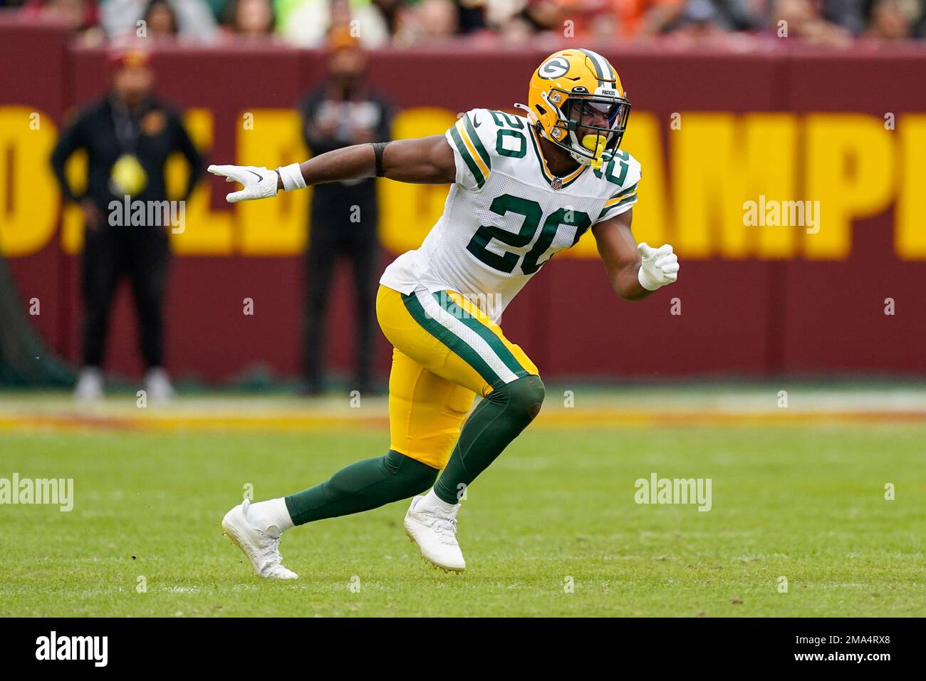 Green Bay Packers safety Rudy Ford (20) in action during the