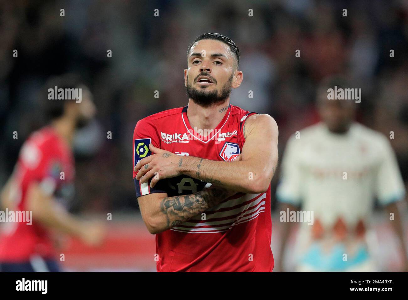 Lille's Remy Cabella celebrates his goal during the French League one ...