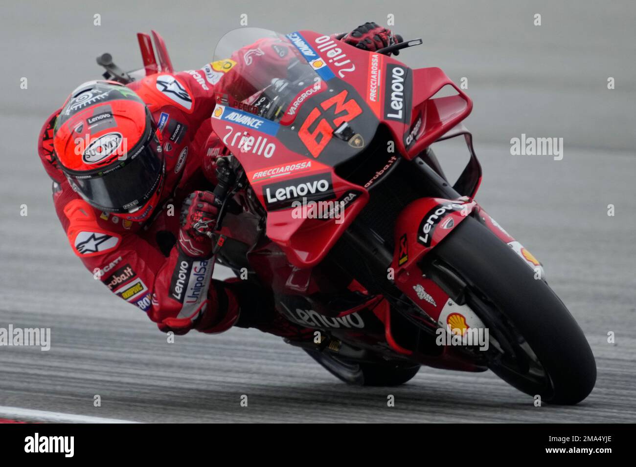 Italian rider Francesco Bagnaia of the Ducati Lenovo Team steers his ...