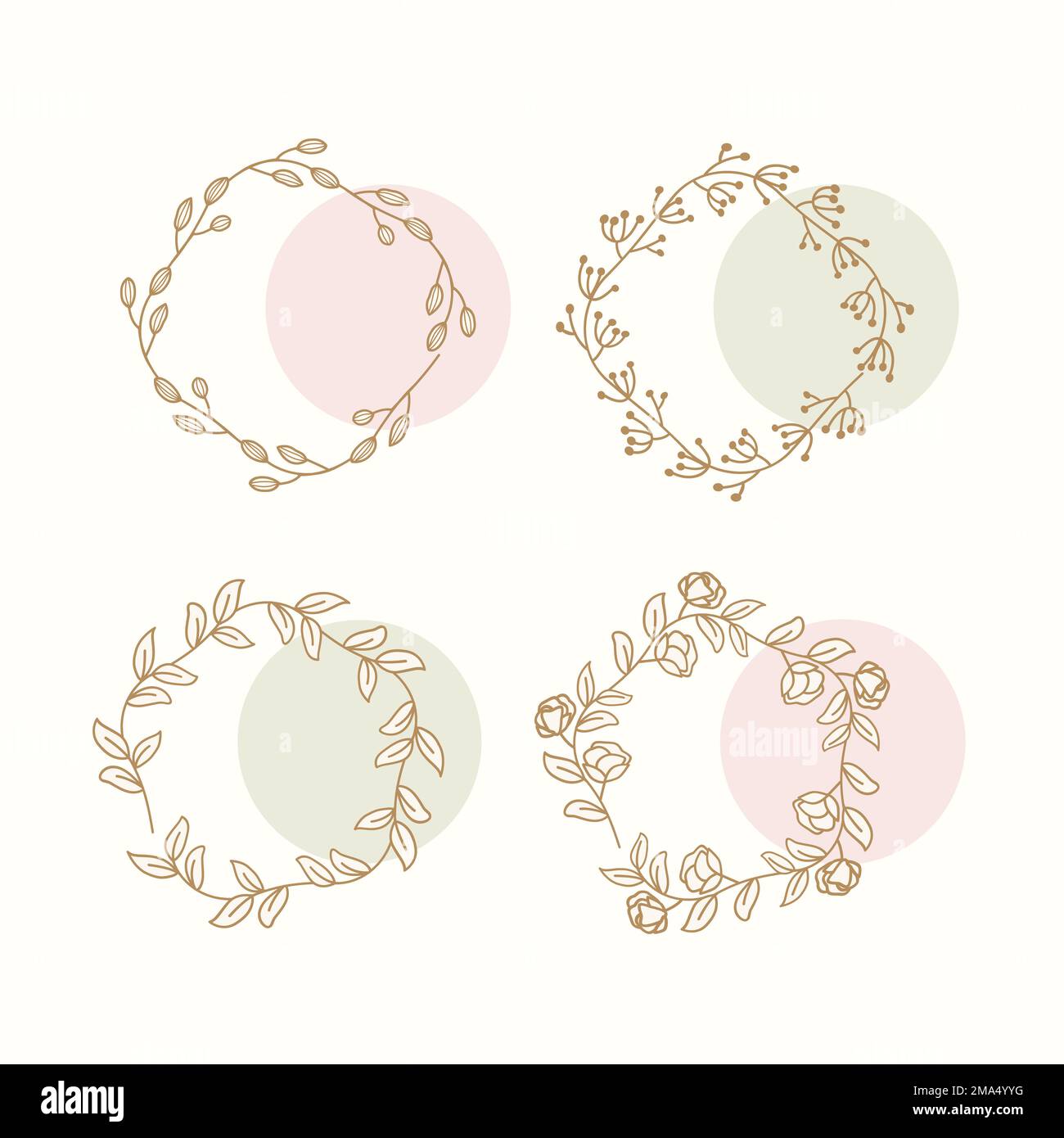 Floral doodle wreath collection vector Stock Vector