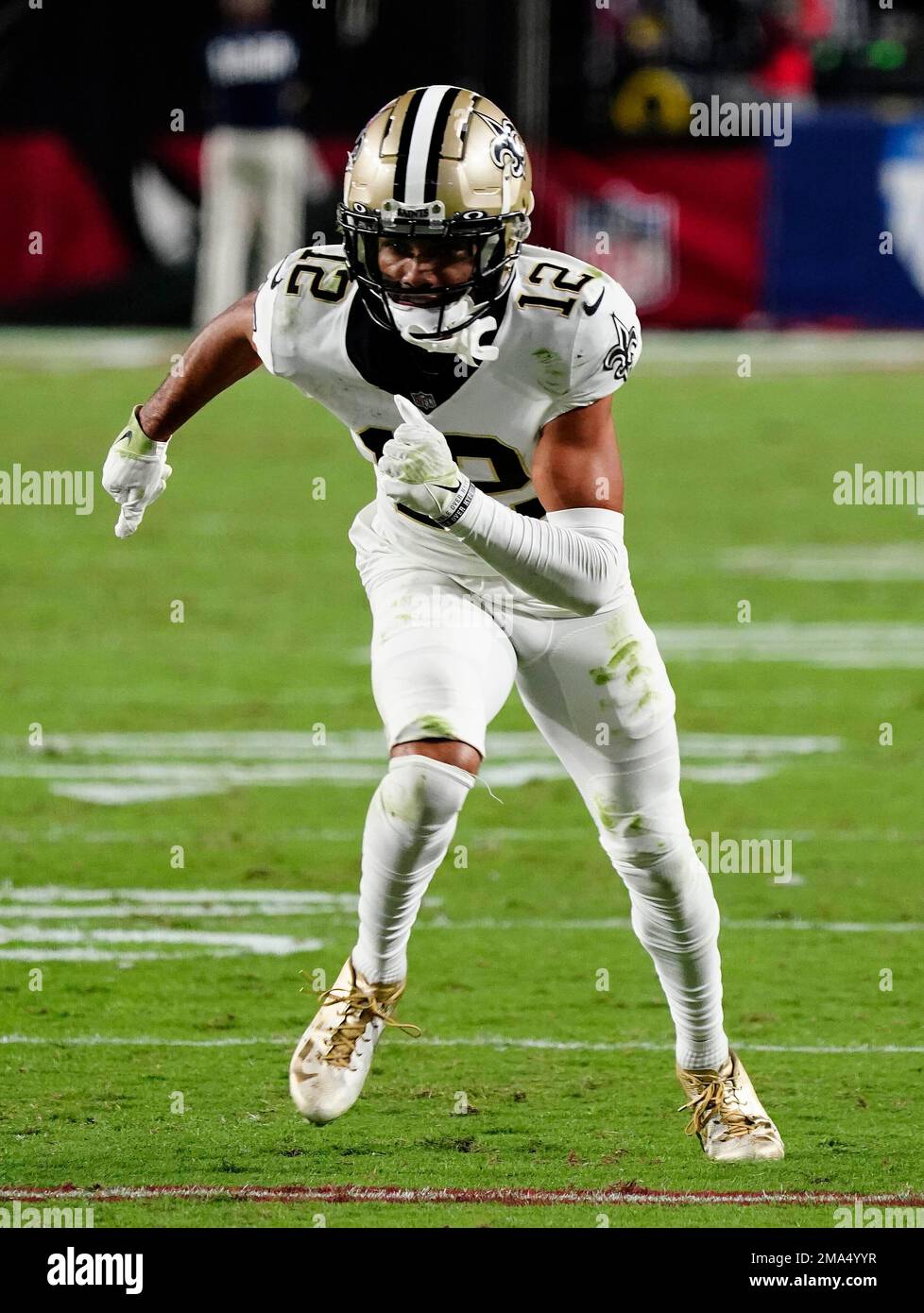 New Orleans Saints' Chris Olave (12) during the second half of an NFL  football game against the the Arizona Cardinals, Thursday, Oct. 20, 2022,  in Glendale, Ariz. (AP Photo/Darryl Webb Stock Photo - Alamy