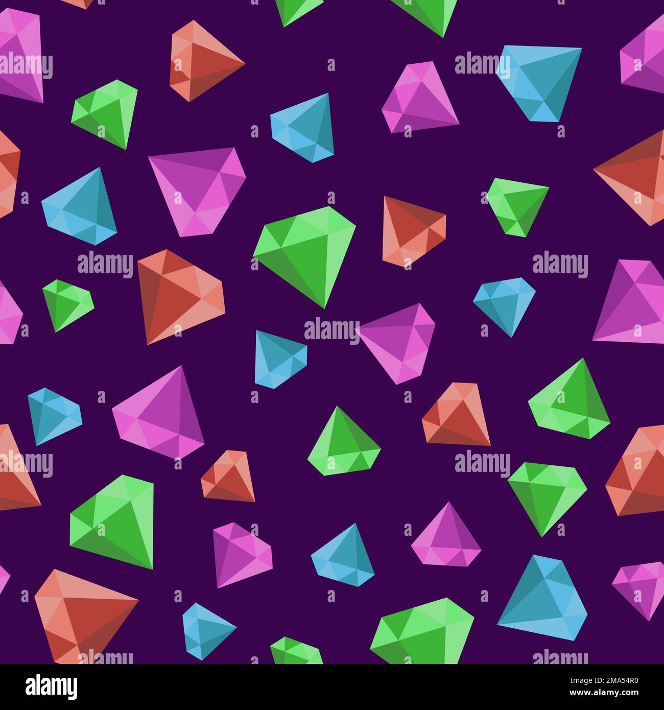 Seamless pattern with gems on a purple background Stock Vector