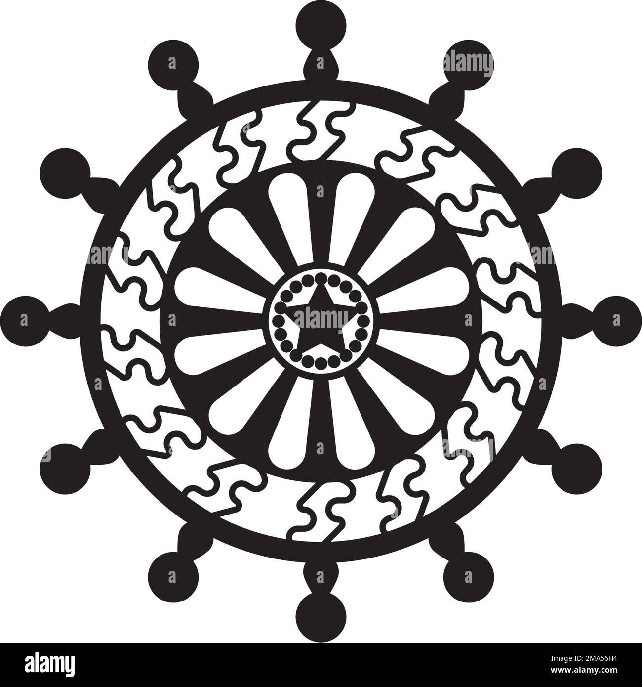 Buddha Dharma Wheel Icon vector illustration symbol design Stock Vector