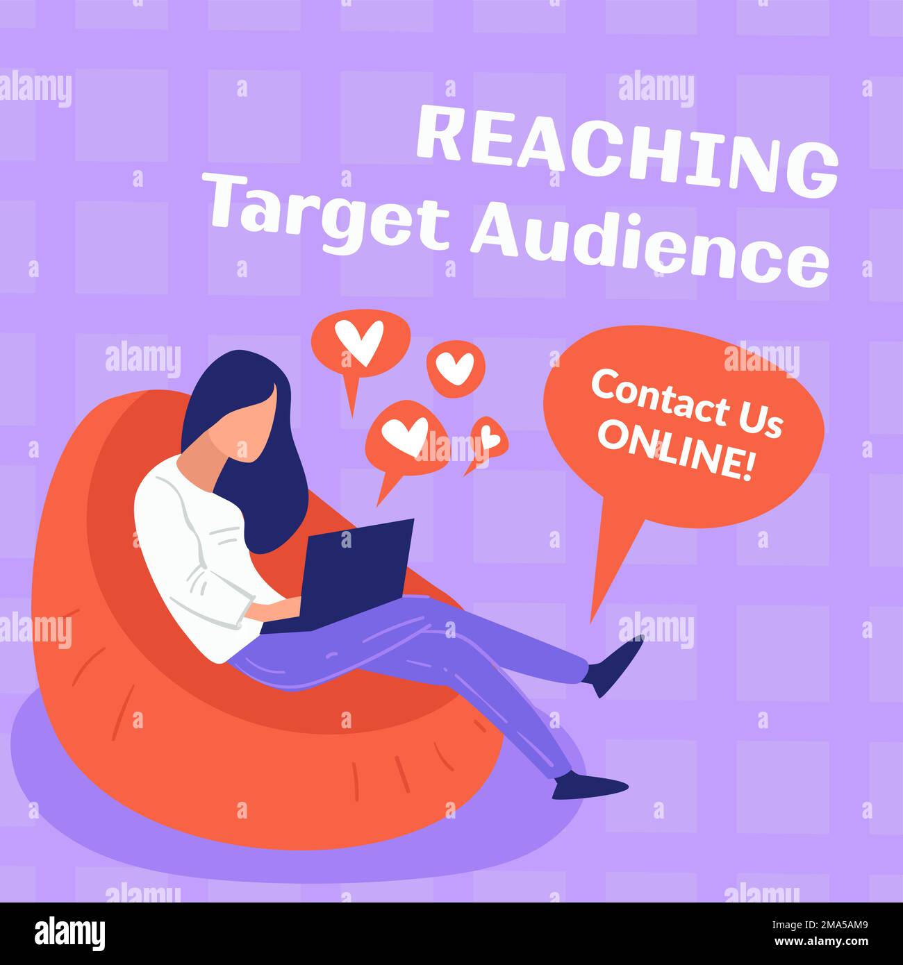 Reaching target audience, contact us online vector Stock Vector Image