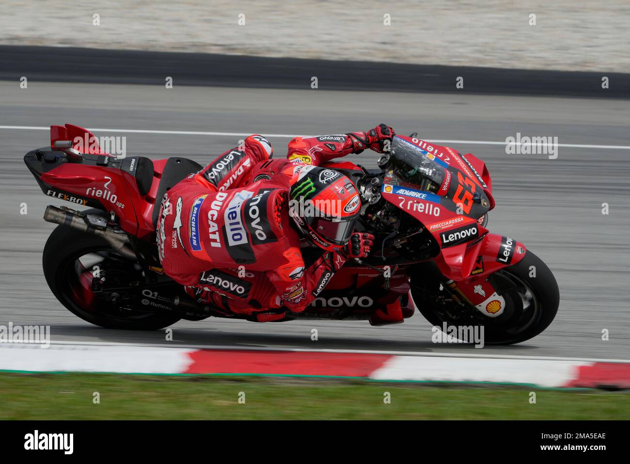Italian rider Francesco Bagnaia of the Ducati Lenovo Team steers his ...