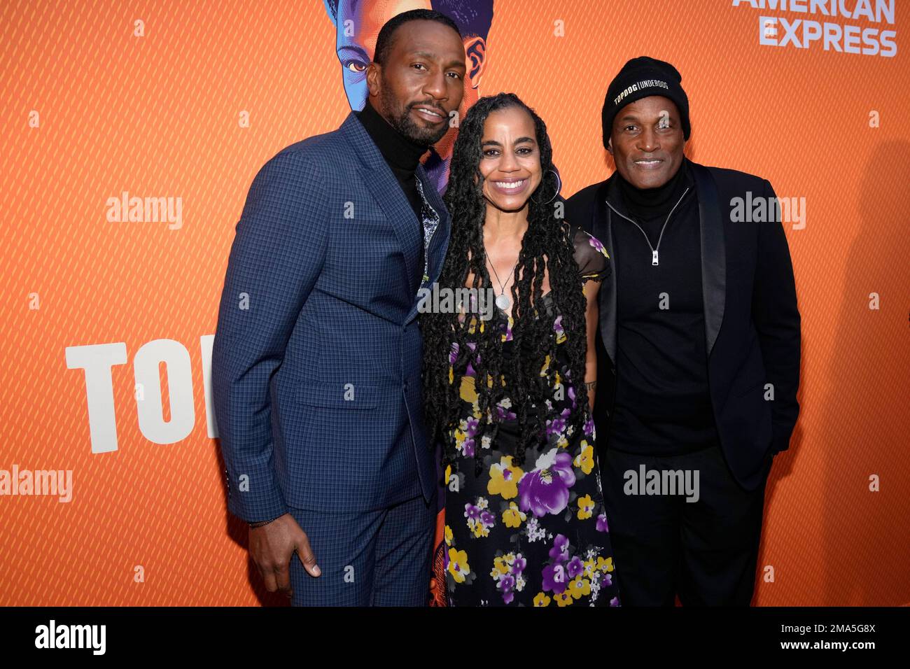 Leon Robinson, from left, Suzan-Lori Parks and Kenny Leon attend the