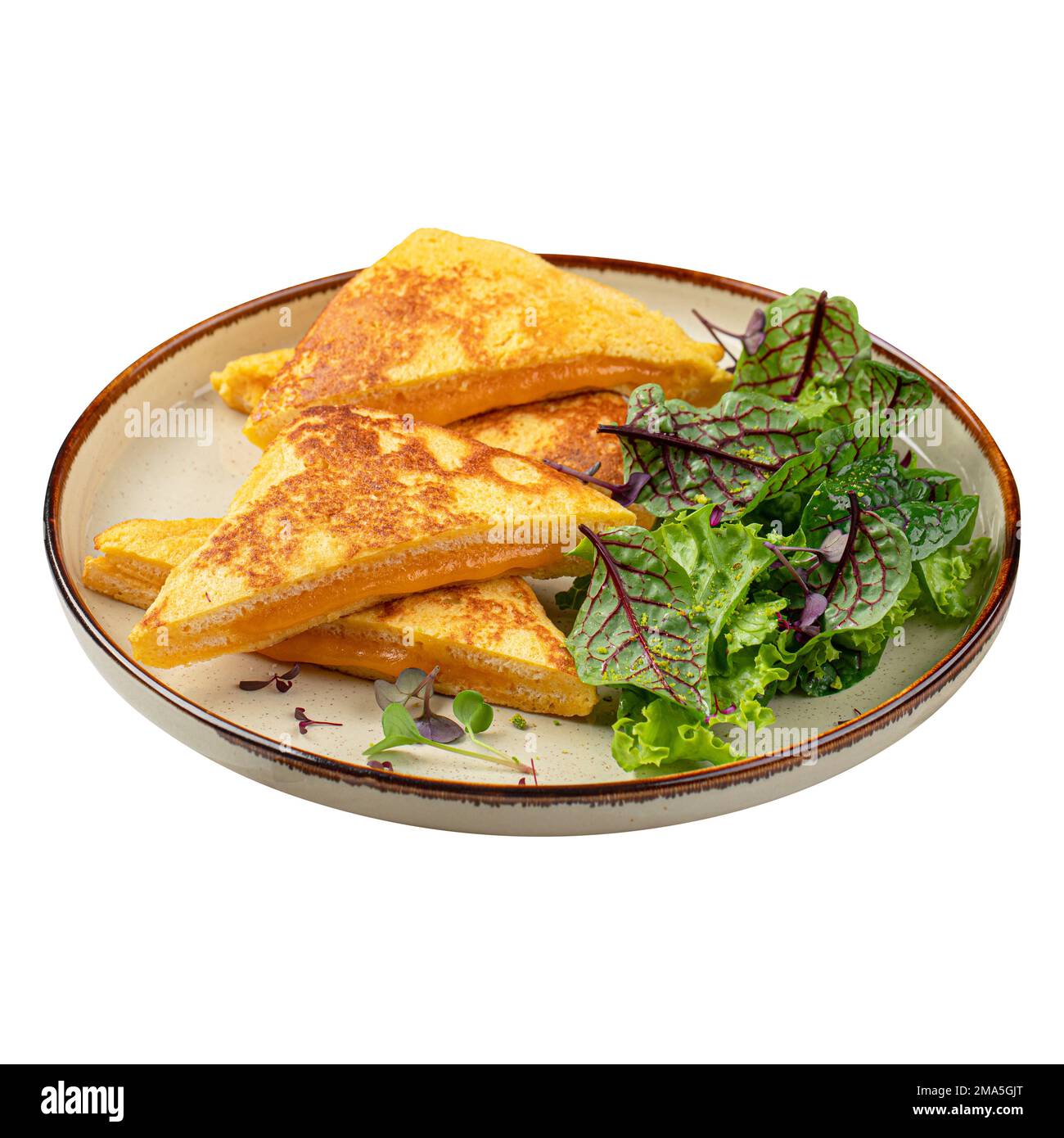 Portion of roast egg toast with cheese Stock Photo Alamy