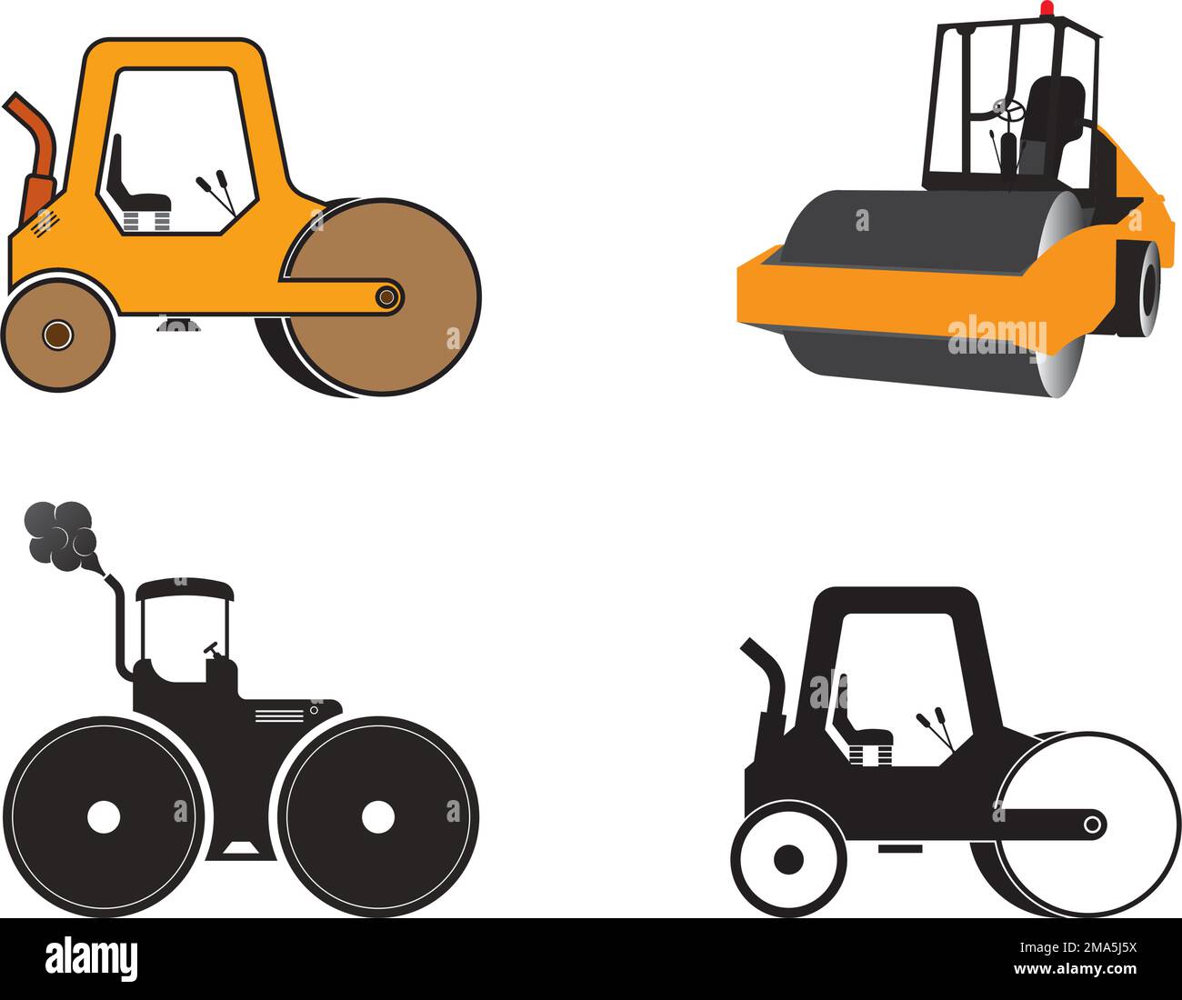 heavy equipment or asphalt road compactor vehicle icon. vector