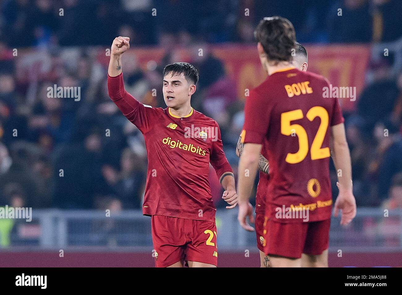 Roma, Italy. 12th Jan, 2023. Paulo Dybala of AS Roma celebrates