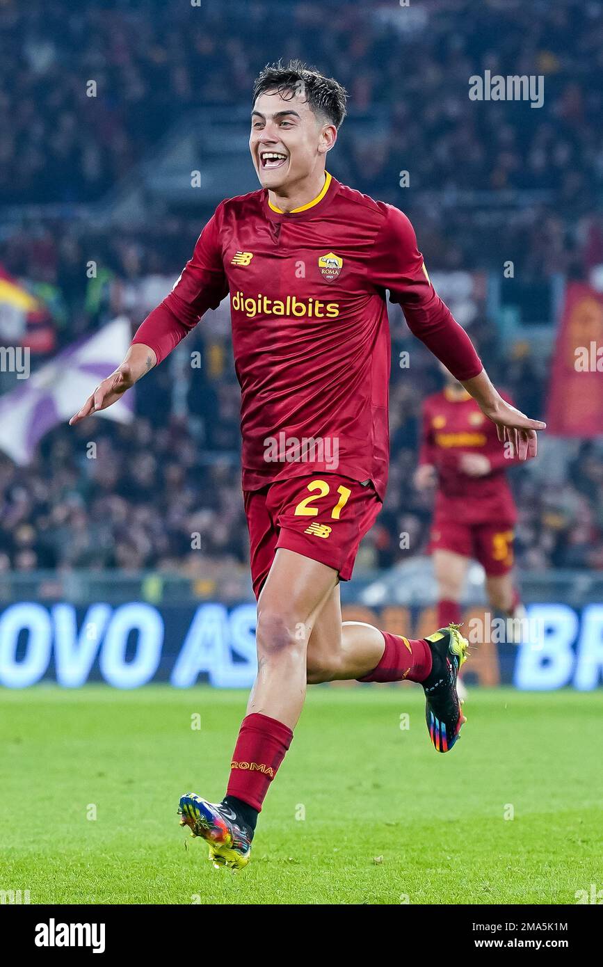 Roma, Italy. 12th Jan, 2023. Paulo Dybala of AS Roma celebrates