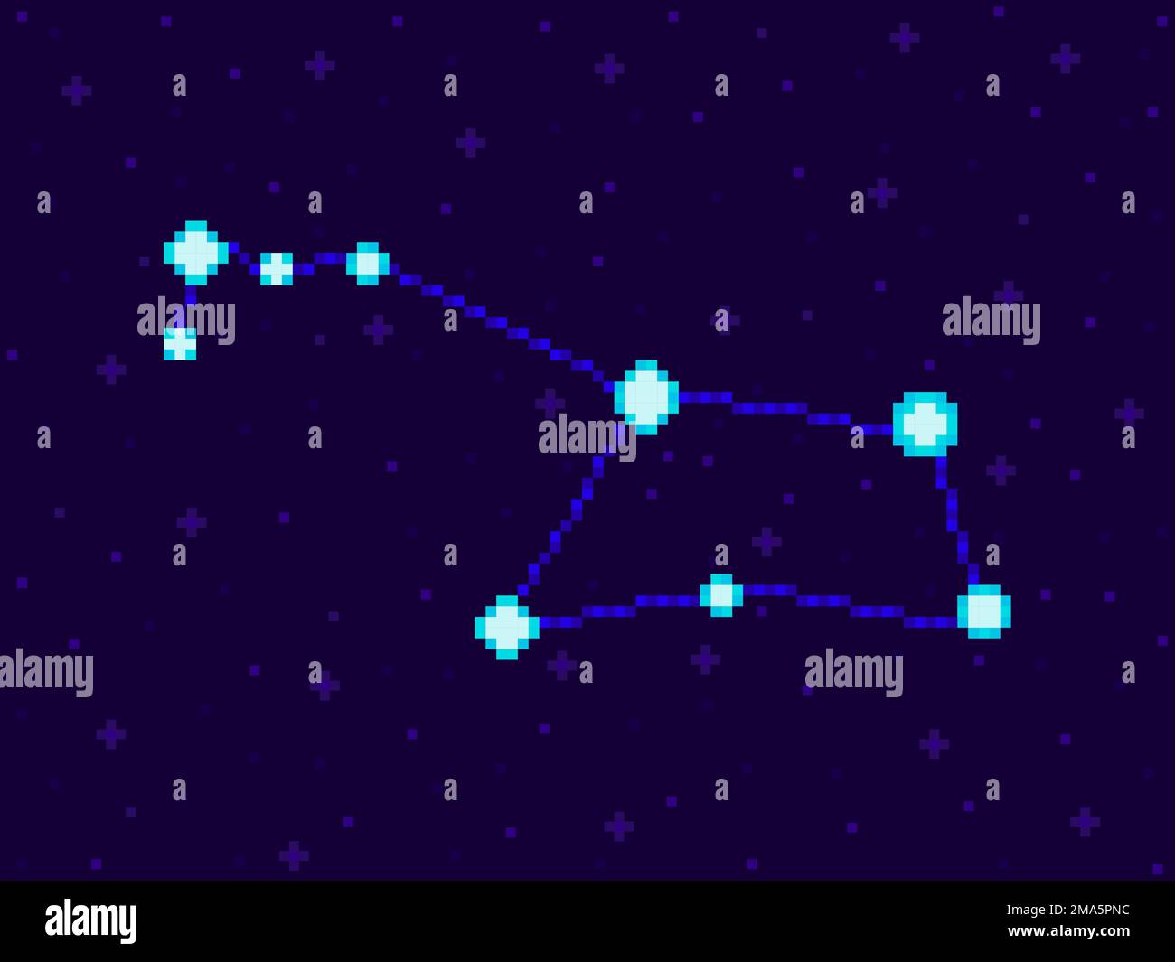 Puppis constellation in pixel art style. 8-bit stars in the night sky in retro video game style. Cluster of stars and galaxies. Design for application Stock Vector
