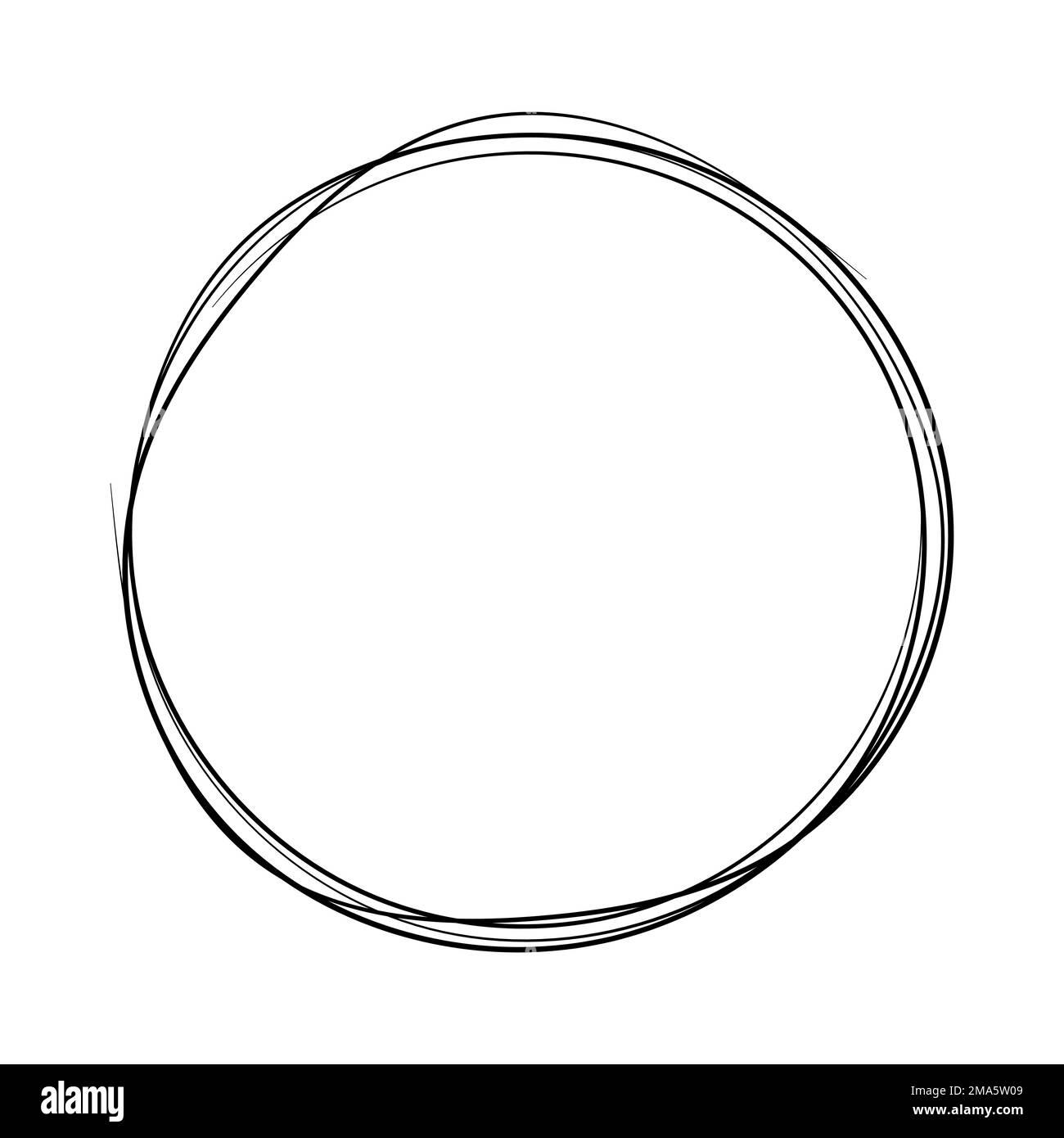 Circle hand draw, round, doodle logo, circular pencil background frame Stock Vector