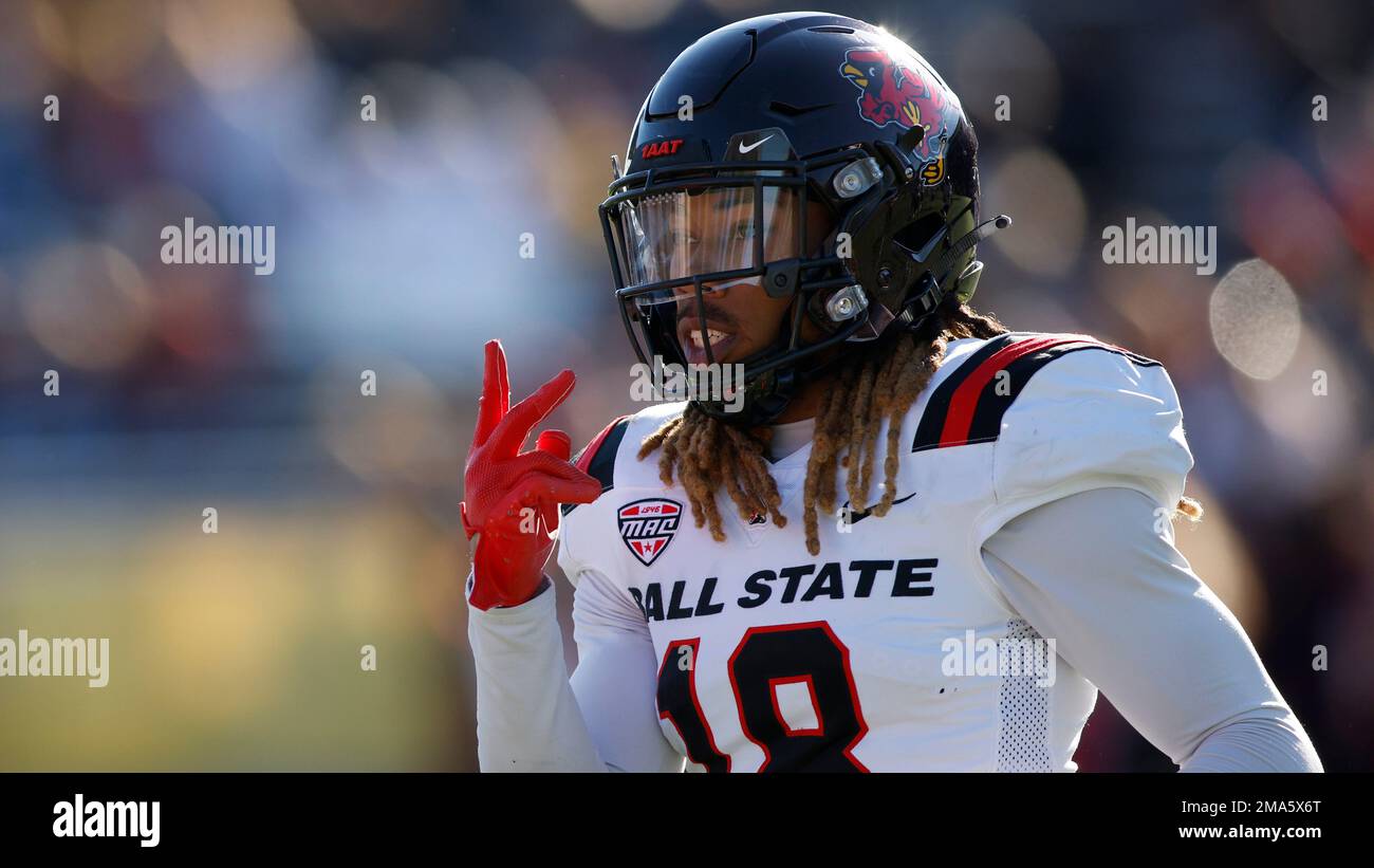 Jamie Riley Football Ball State's Jordan Riley plays during an NCAA Football game on ...