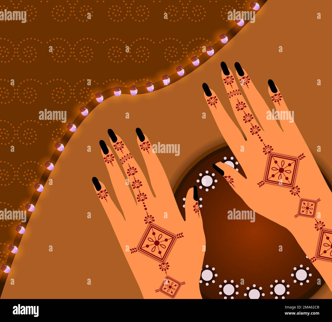 Floral Henna Mehndi Vector Hand Illustration Design, Henna Hands Vector