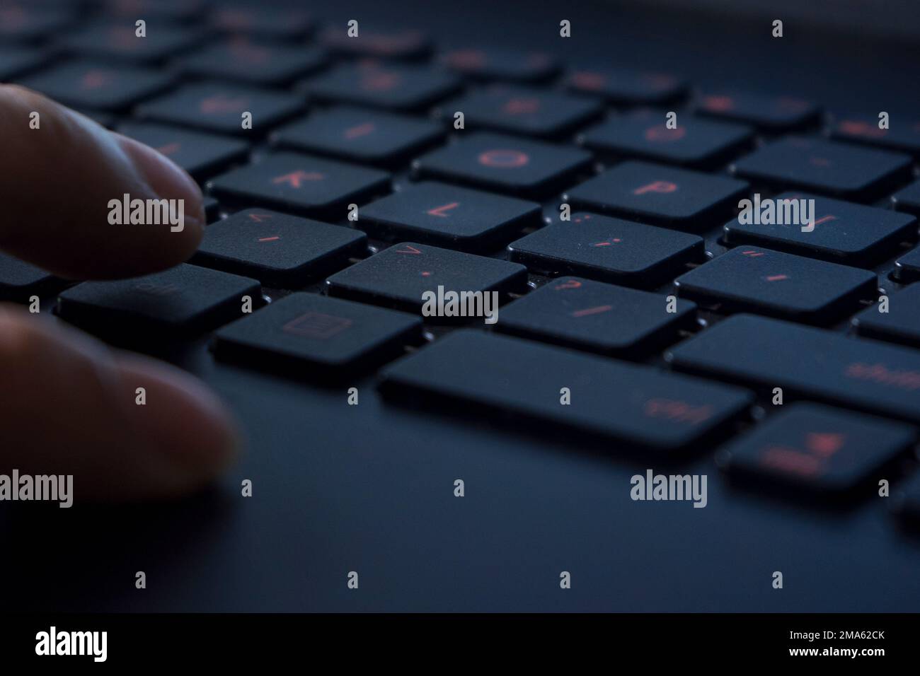 Hands typing on the keyboard, Working at home with laptop Stock Photo