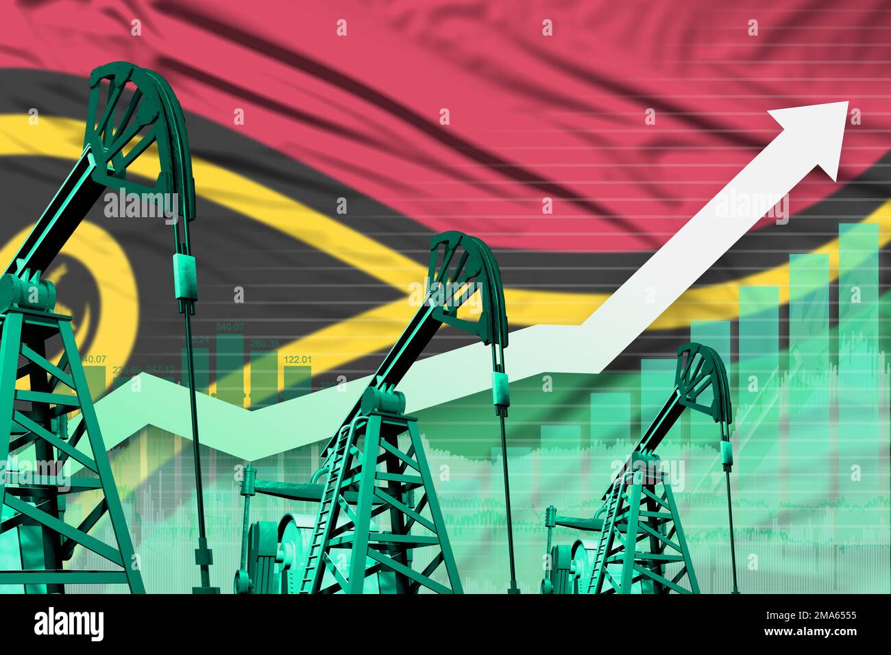 Vanuatu oil industry concept, industrial illustration - rising up chart ...