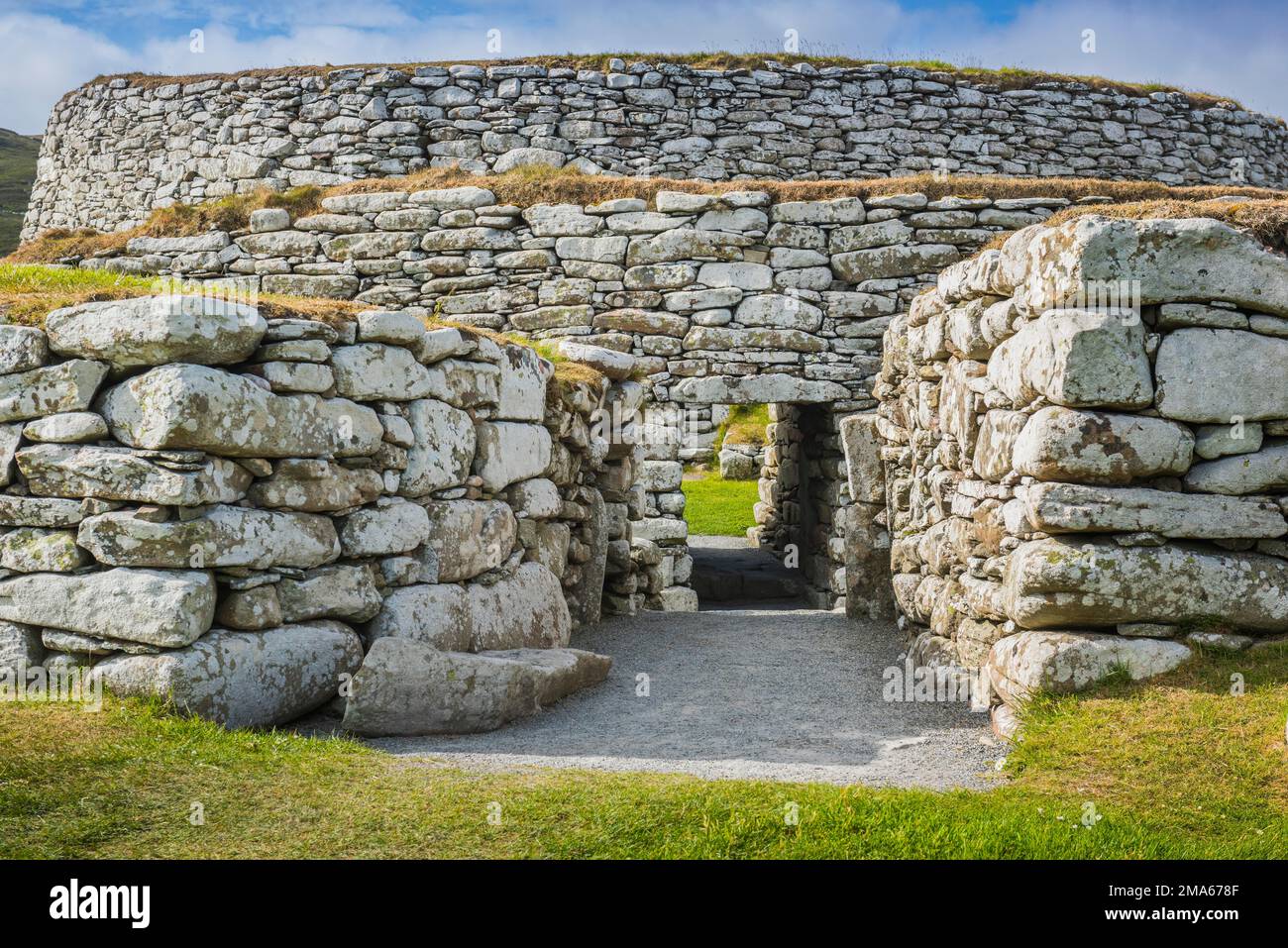 Clickimin Broch, ruins of a fortified round tower, 7th & 6th c. AD Lerwick, Shetland Islands, Scotland, United Kingdom Stock Photo