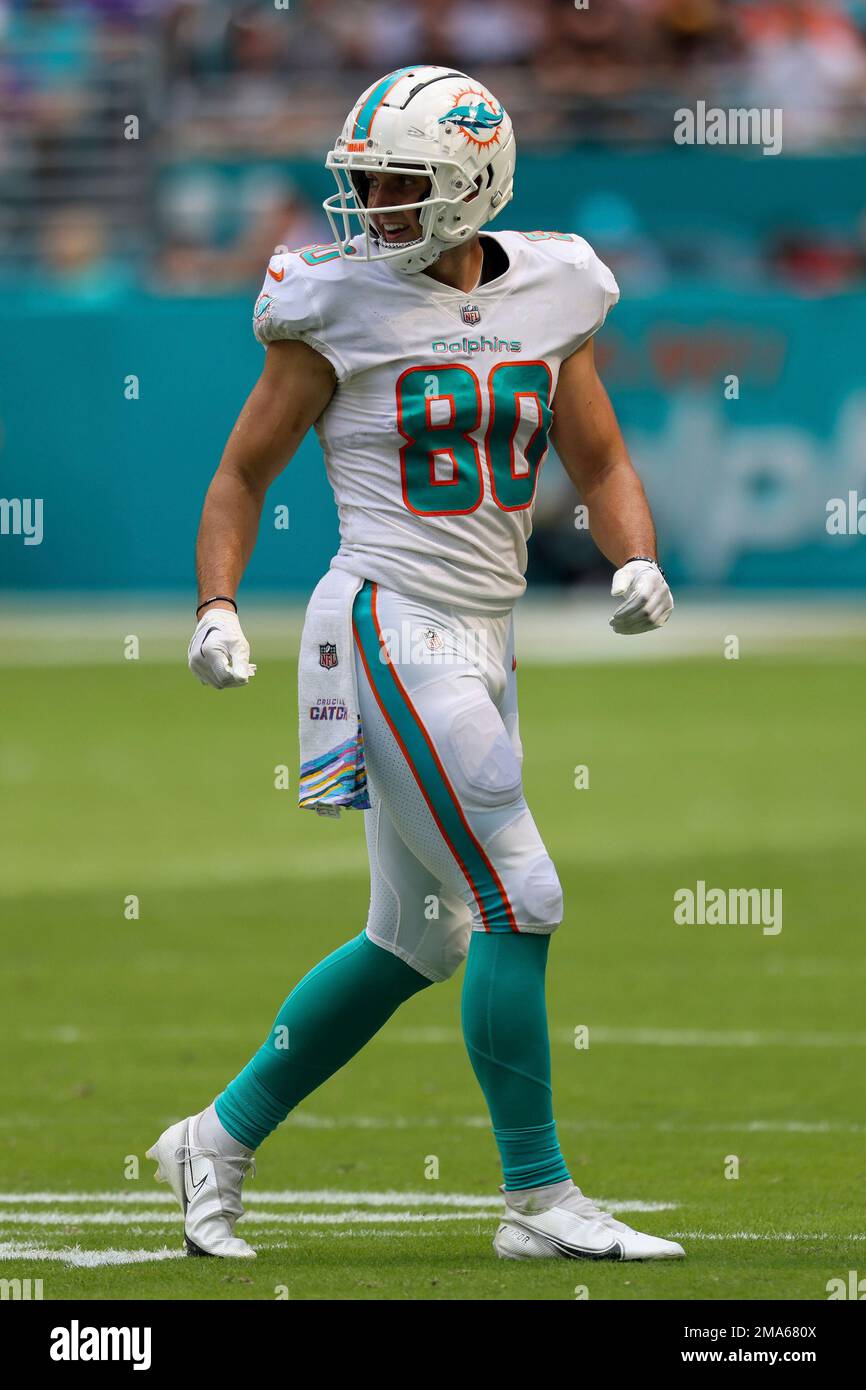 Miami Dolphins Tight End Tanner Conner (80) Walks To The Line During A ...