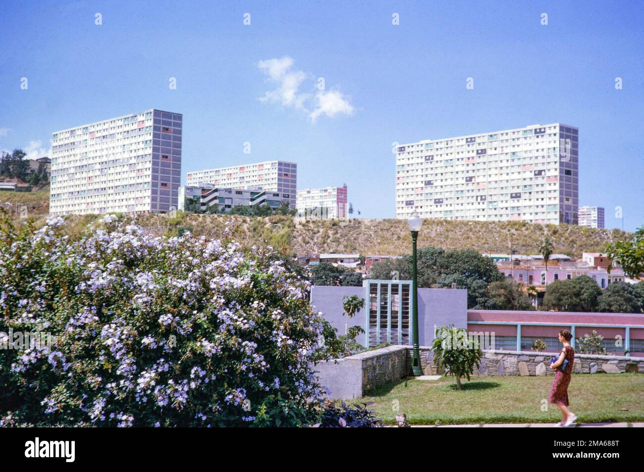 Modern apartments blocks of flats urban redevelopment following slum clearance,  Caracas, Venezuela, South America 1963 Stock Photo