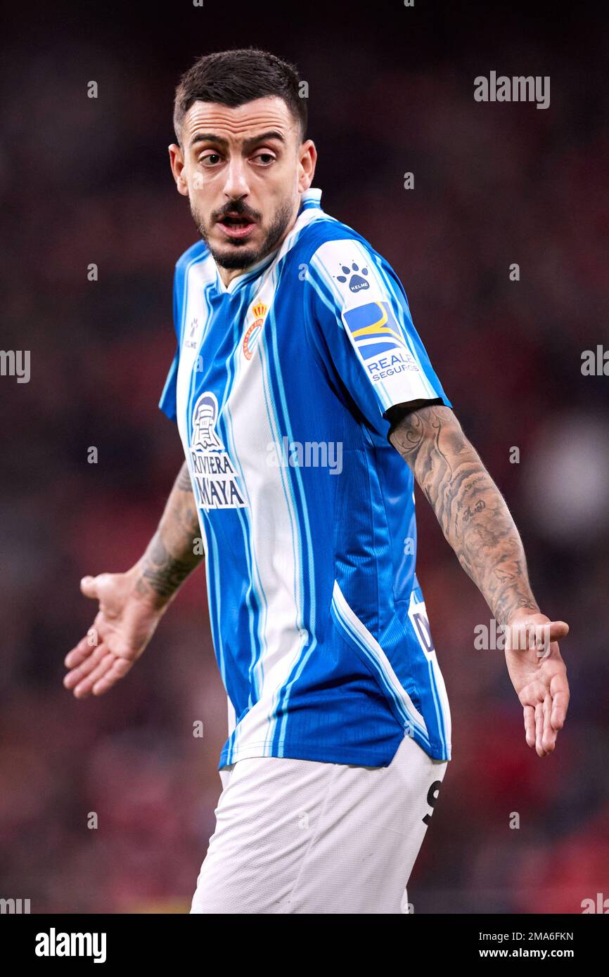 Joselu Mato of RCD Espanyol reacts during the Spanish Cup, Copa del Rey,  Round of 16 football match between Athletic Club and RCD Espanyol on  January 18, 2023 at San Mames stadium
