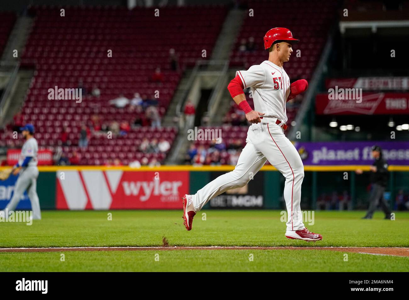 Cincinnati Reds' Stuart Fairchild (57) plays during a baseball game