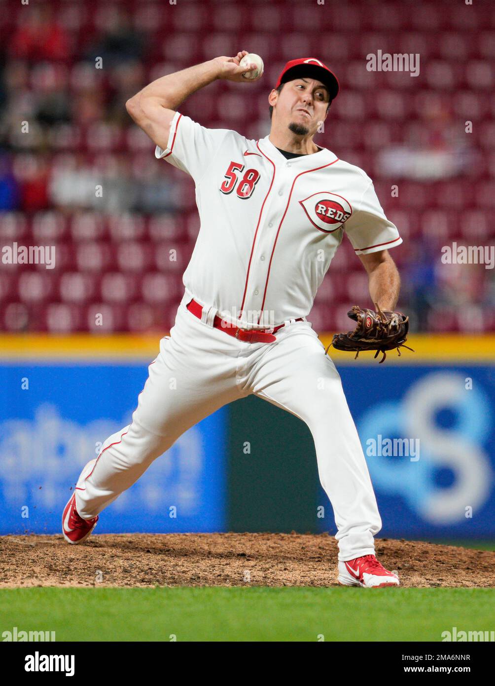 Cincinnati Reds relief pitcher Derek Law (58) plays during a baseball