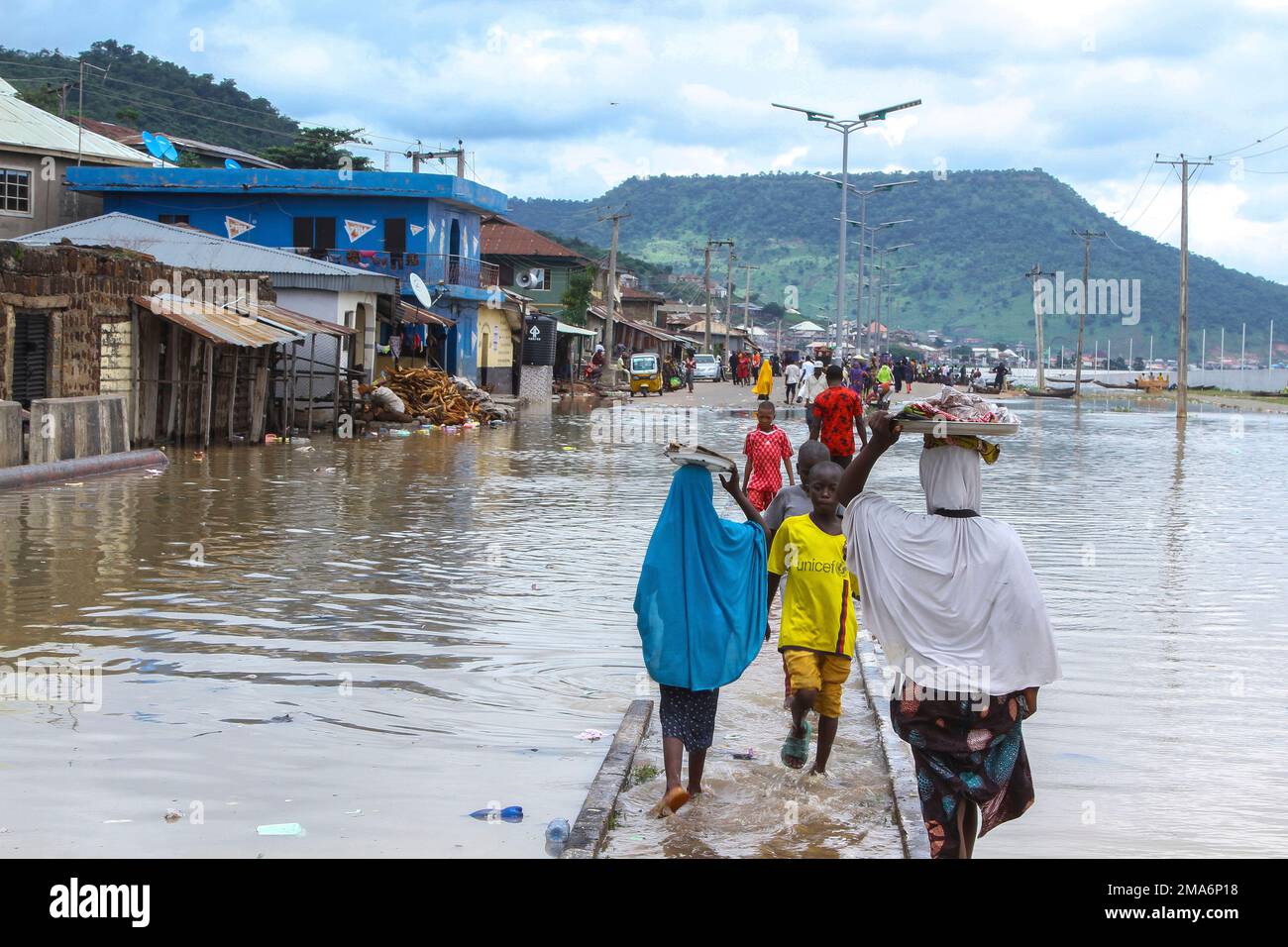 Disaster Stranded People FILE- A view of stranded people due to floods following several days of ...