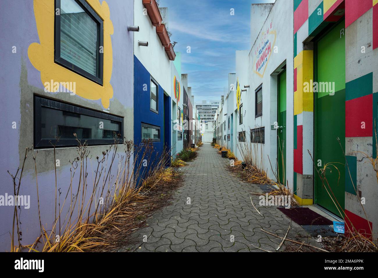 Wall painting in the former Olympic Village, now student flats, Munich