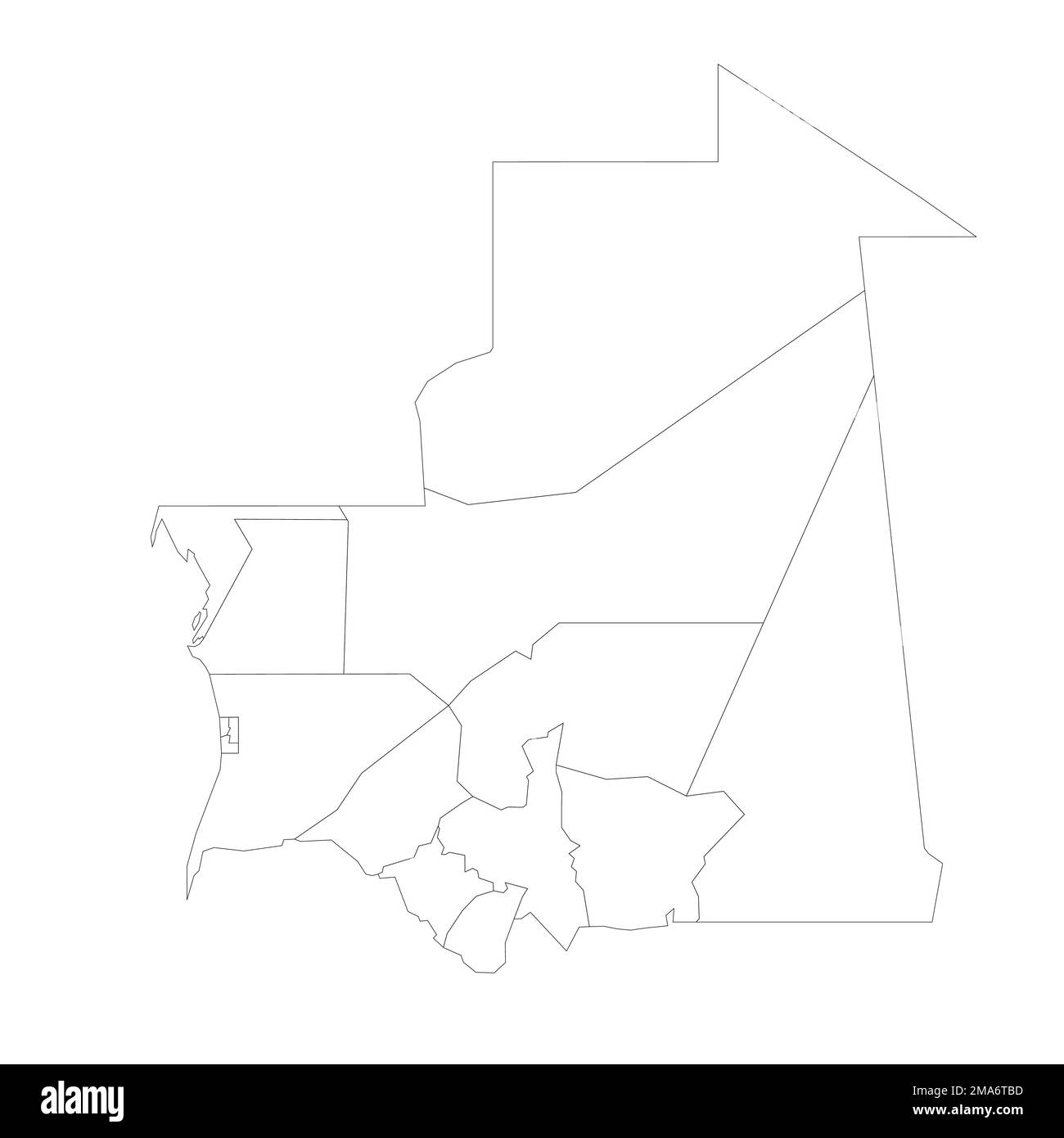 Mauritania political map of administrative divisions Stock Vector