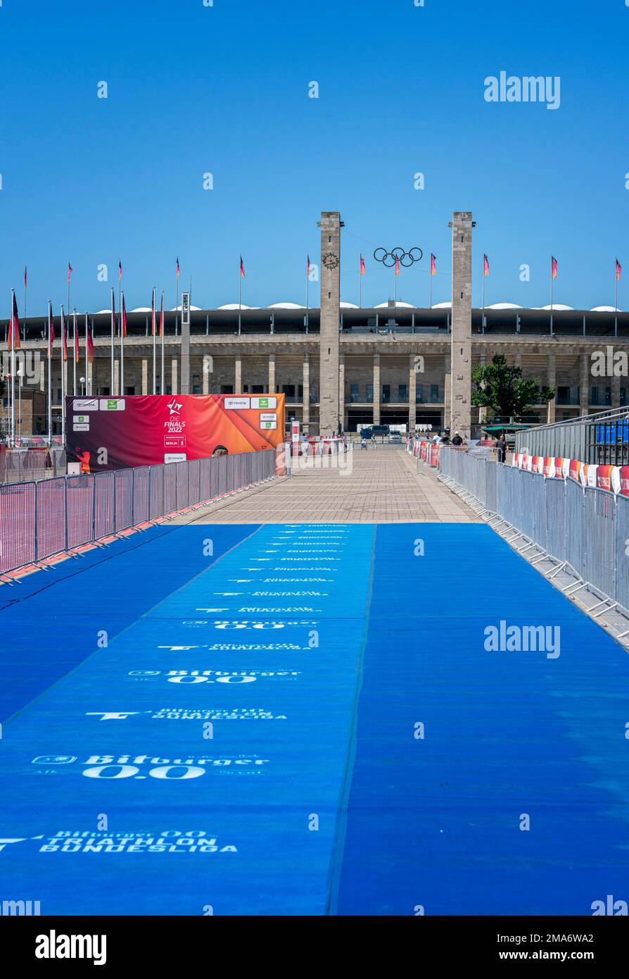 Olympiastadion Berlin, preparations for the 2022 Finals event in the sports metropolis of Berlin, Germany Stock Photo