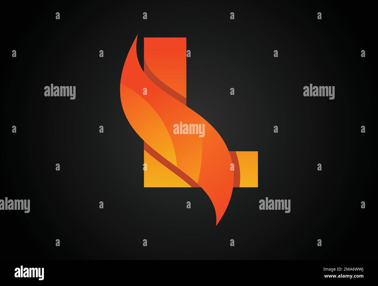 Initial L monogram letter with a swoosh or flame. Fire flames or swoosh ...