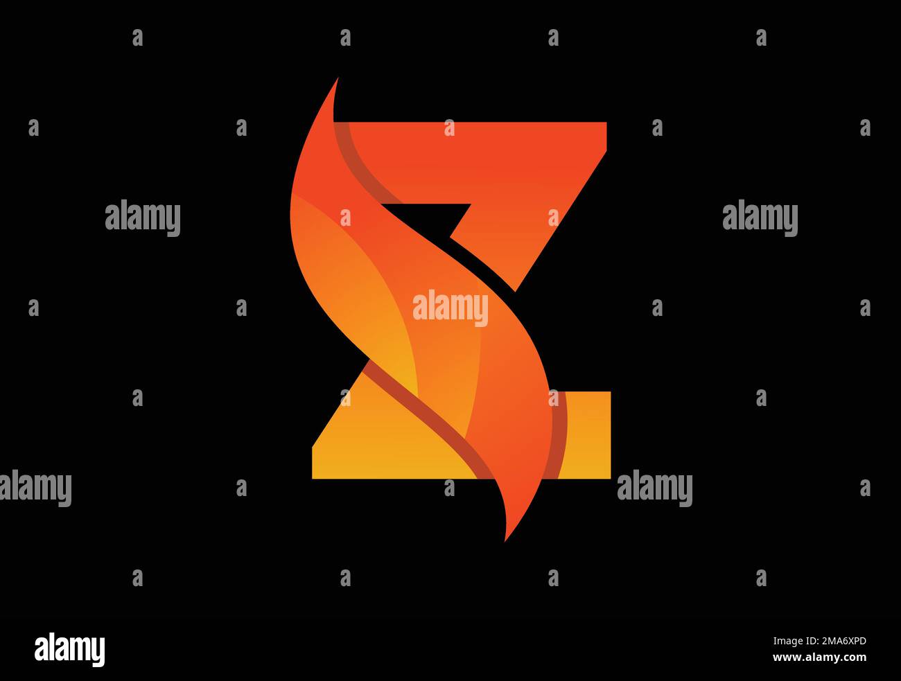 Initial Z monogram letter with a swoosh or flame. Fire flames or swoosh ...