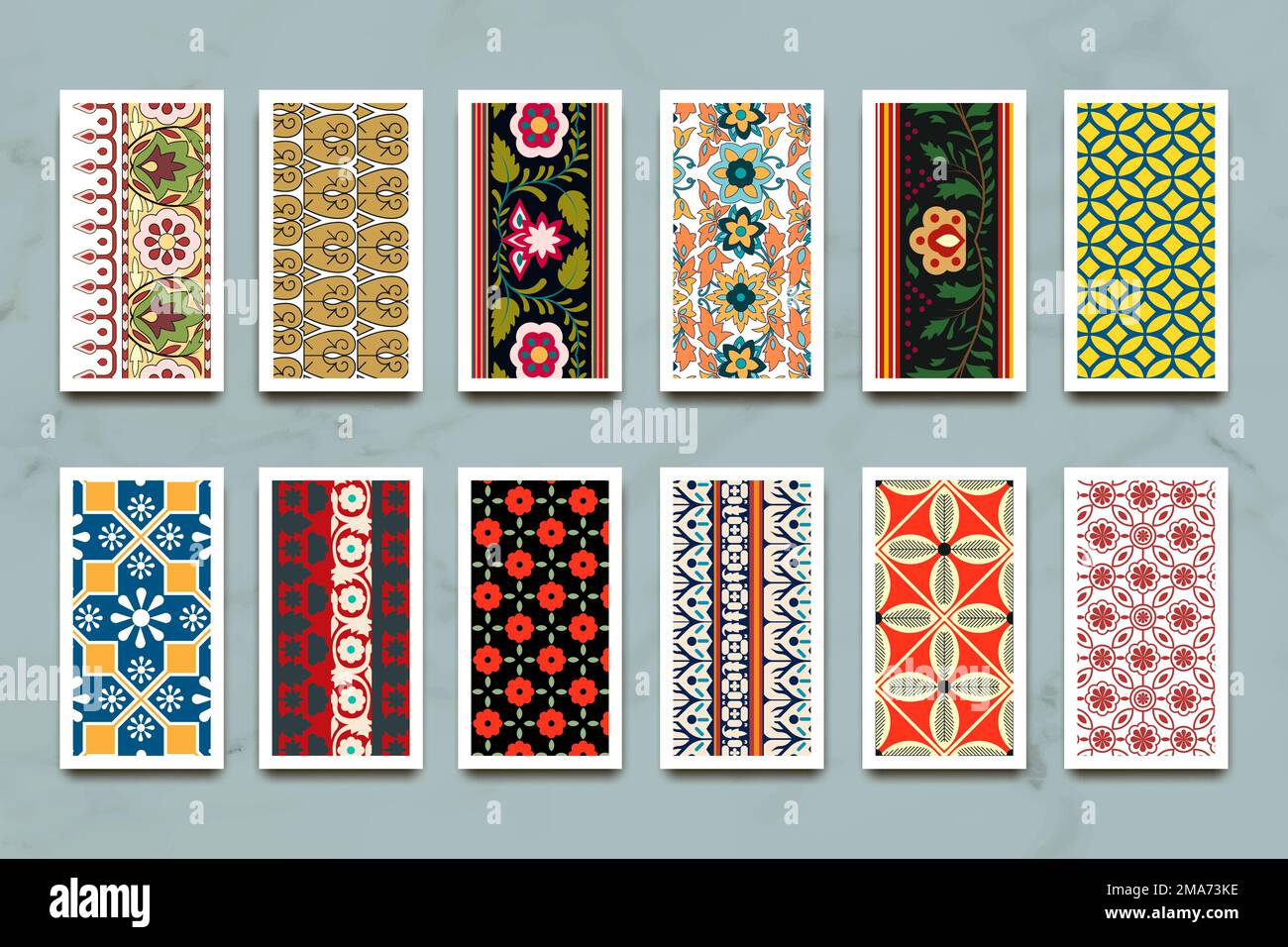 Indian seamless pattern banners vector set Stock Vector