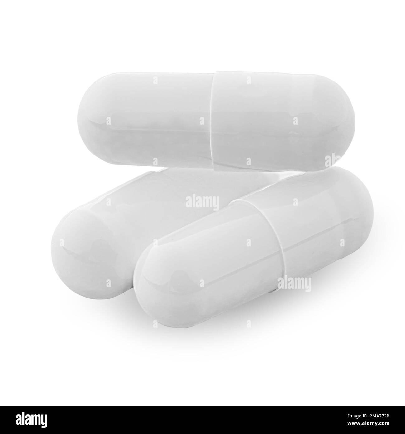 Gel capsule. White medicine capsule on white background. food supplement, pharmacy concept. Stock Photo