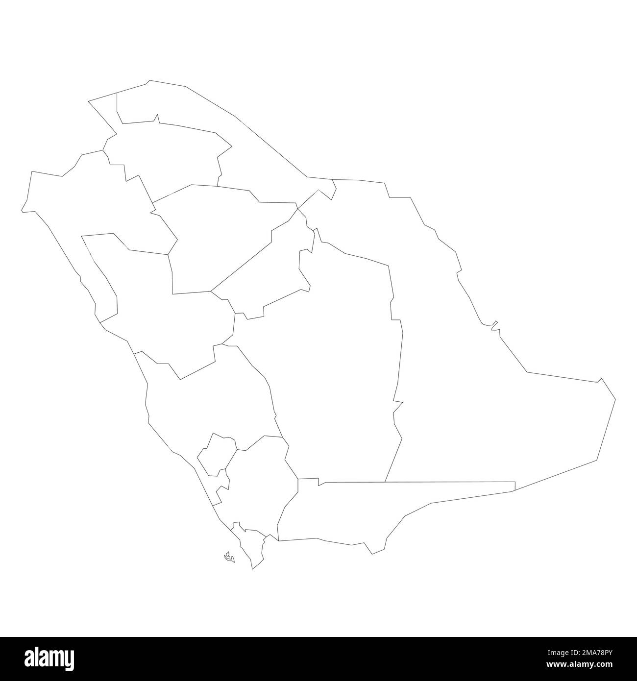 Saudi Arabia political map of administrative divisions Stock Vector