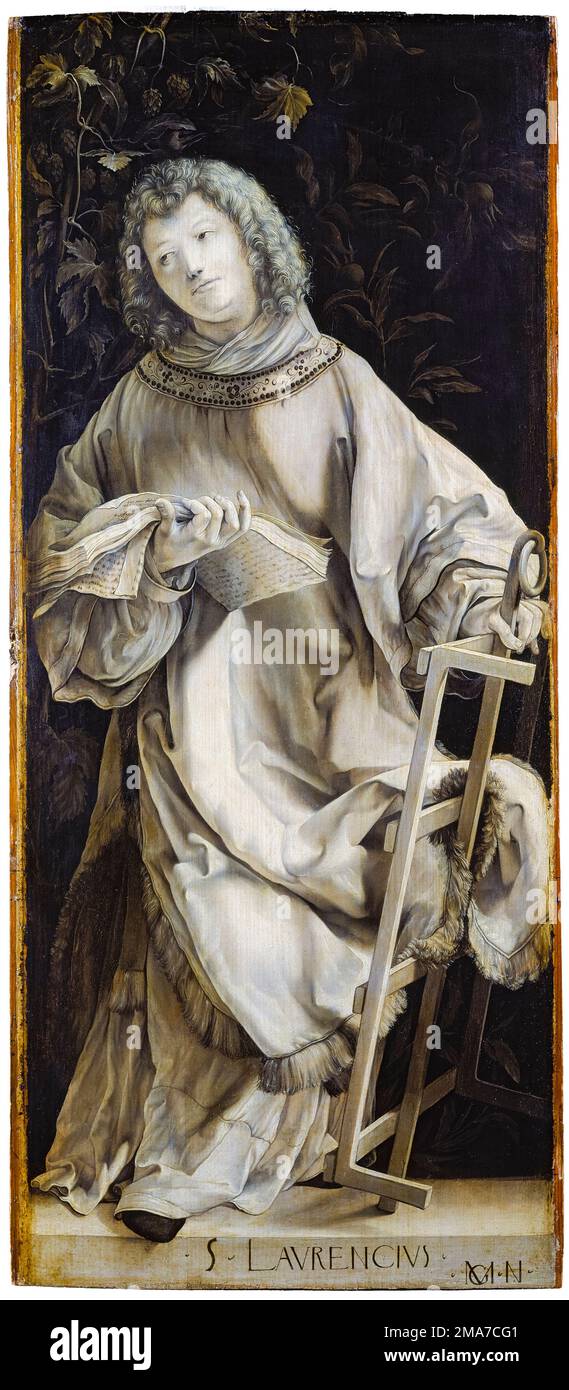 Saint Lawrence, painting in mixed media on fir by Mathis Gothart Nithart (called Matthias Grünewald), 1509-1510 Stock Photo