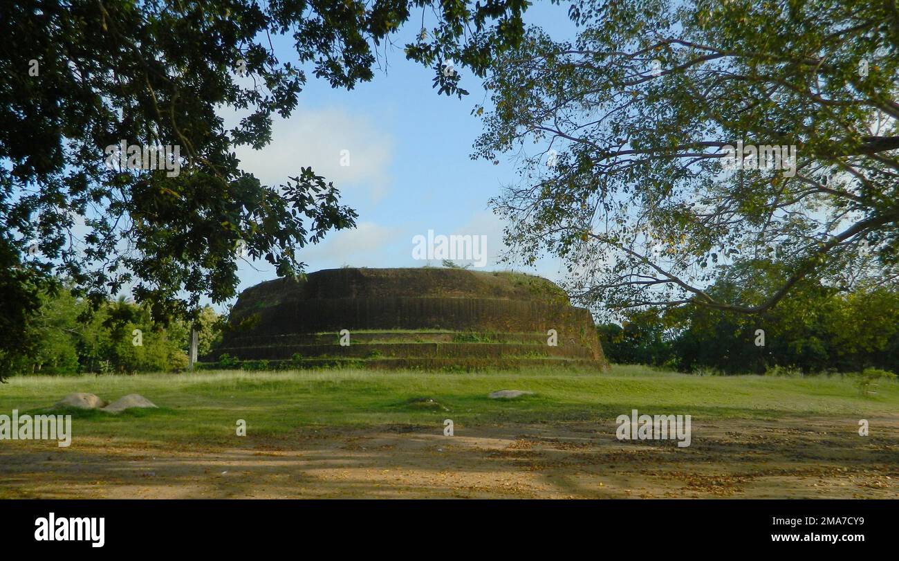 The Anuradhapura Kingdom, the first established kingdom in ancient Sri Lanka is situated in North Central Province of Sri Lanka. King Pandukabhaya in 437 BC, ruled the country based in Anuradhapura. Sri Lanka. Stock Photo