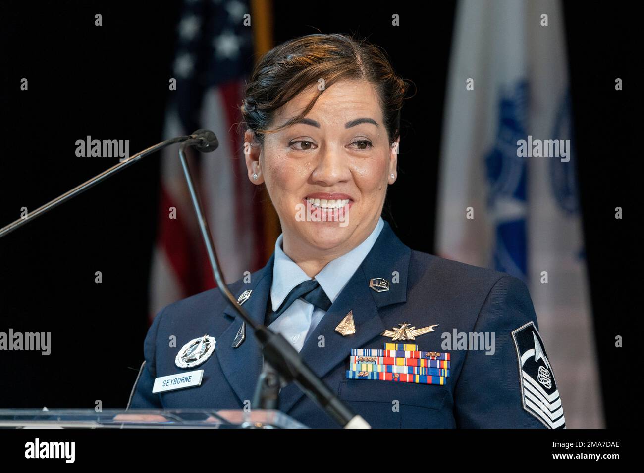 U.s. Space Force Master Sgt. Maria Seyborne Speaks During The Military ...