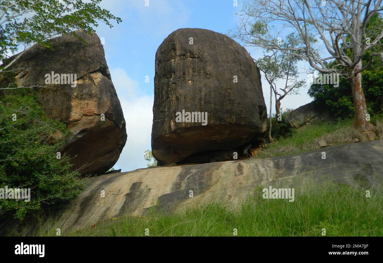 The Anuradhapura Kingdom, the first established kingdom in ancient Sri Lanka is situated in North Central Province of Sri Lanka. King Pandukabhaya in 437 BC, ruled the country based in Anuradhapura. Sri Lanka. Stock Photo