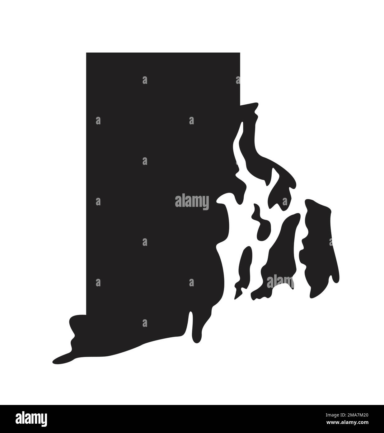 rhode island ri state shape map silhouette outline simplified USA vector isolated on white background Stock Vector