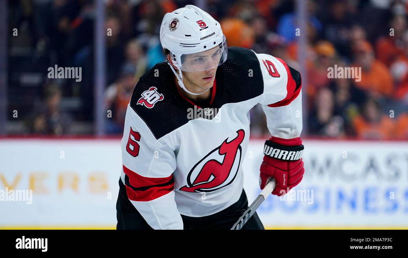 New Jersey Devils' John Marino (6) during the third period of an NHL hockey  game against