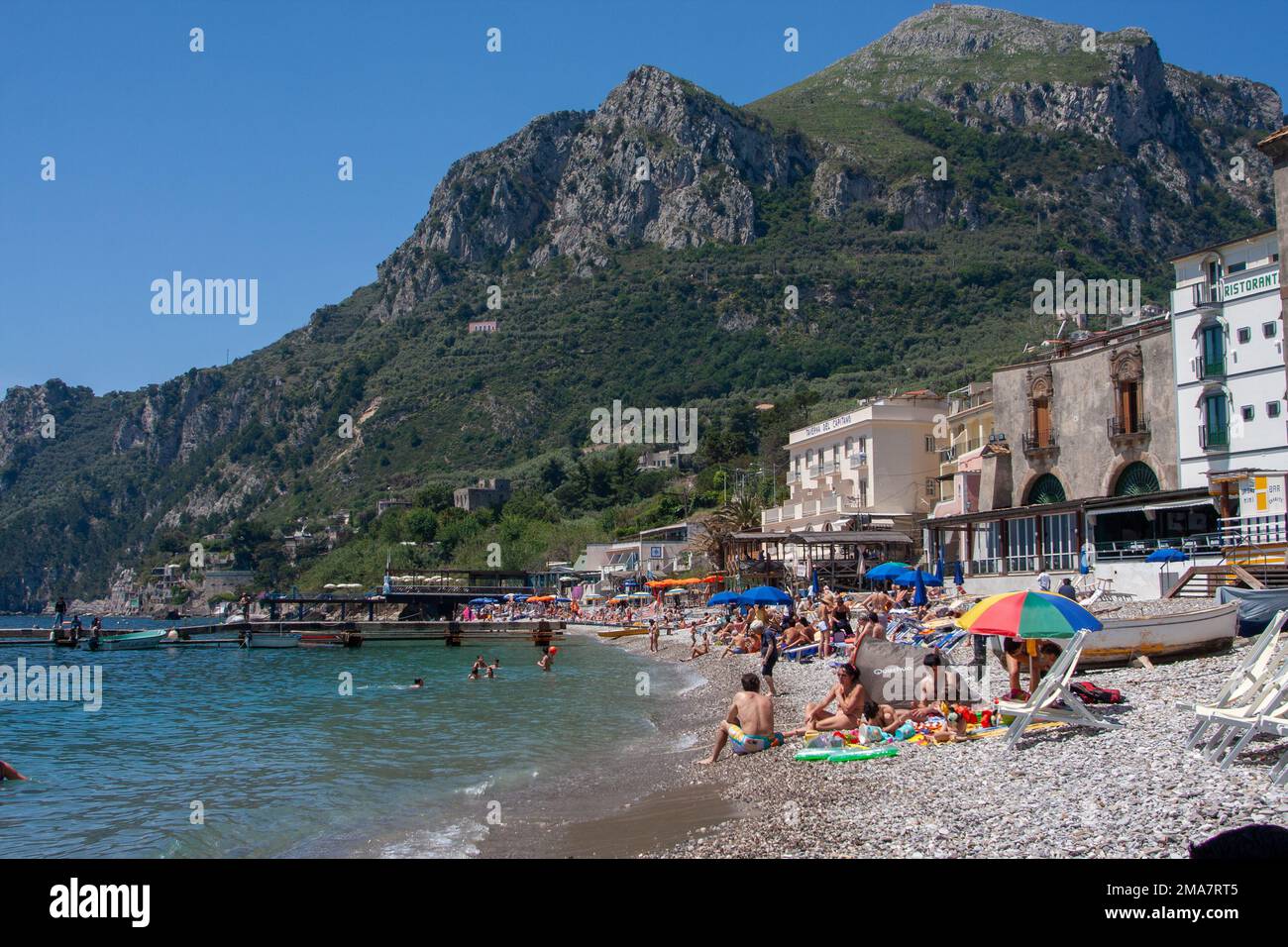 Vacationing at the beach Italy -Amalfi Coast in the village of Nerano Stock Photo