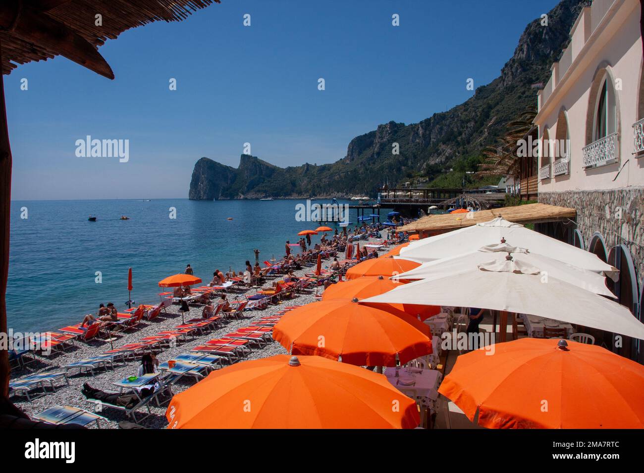 Vacationing at the beach Italy -Amalfi Coast in the village of Nerano Stock Photo