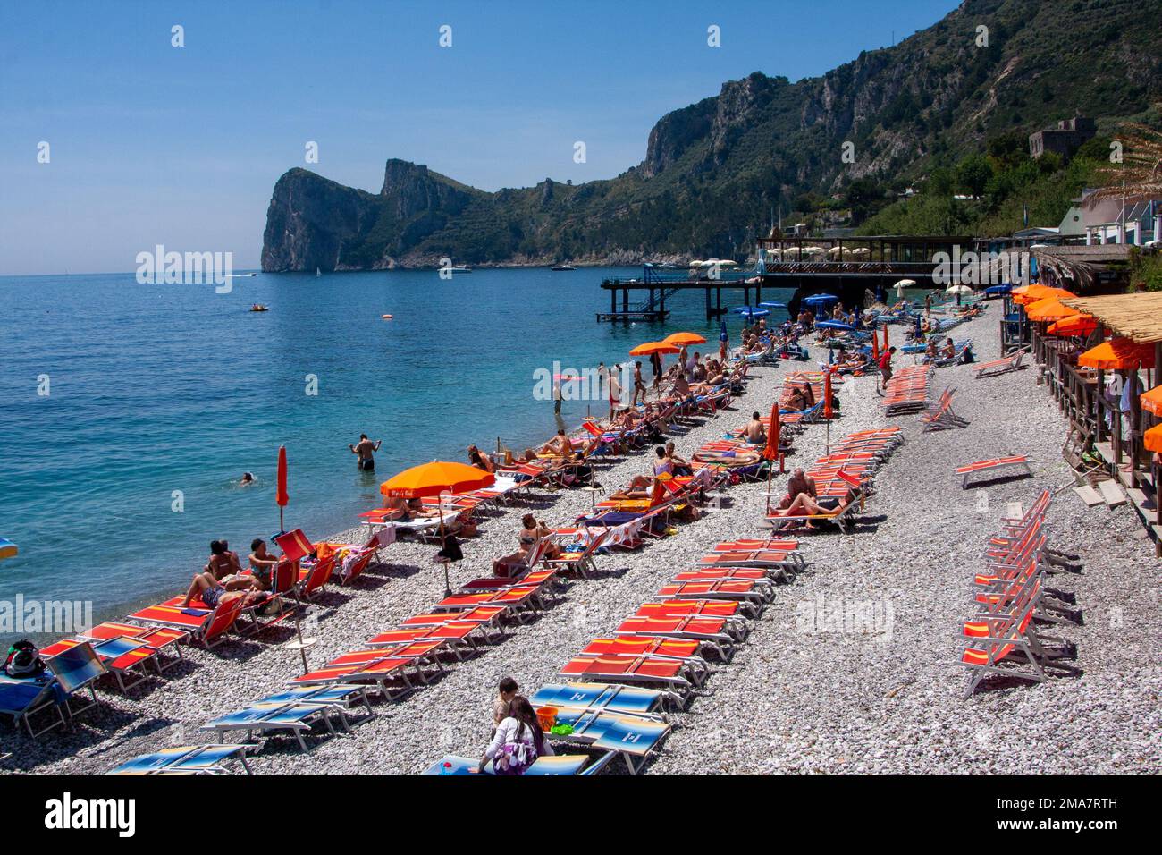 Vacationing at the beach Italy -Amalfi Coast in the village of Nerano Stock Photo