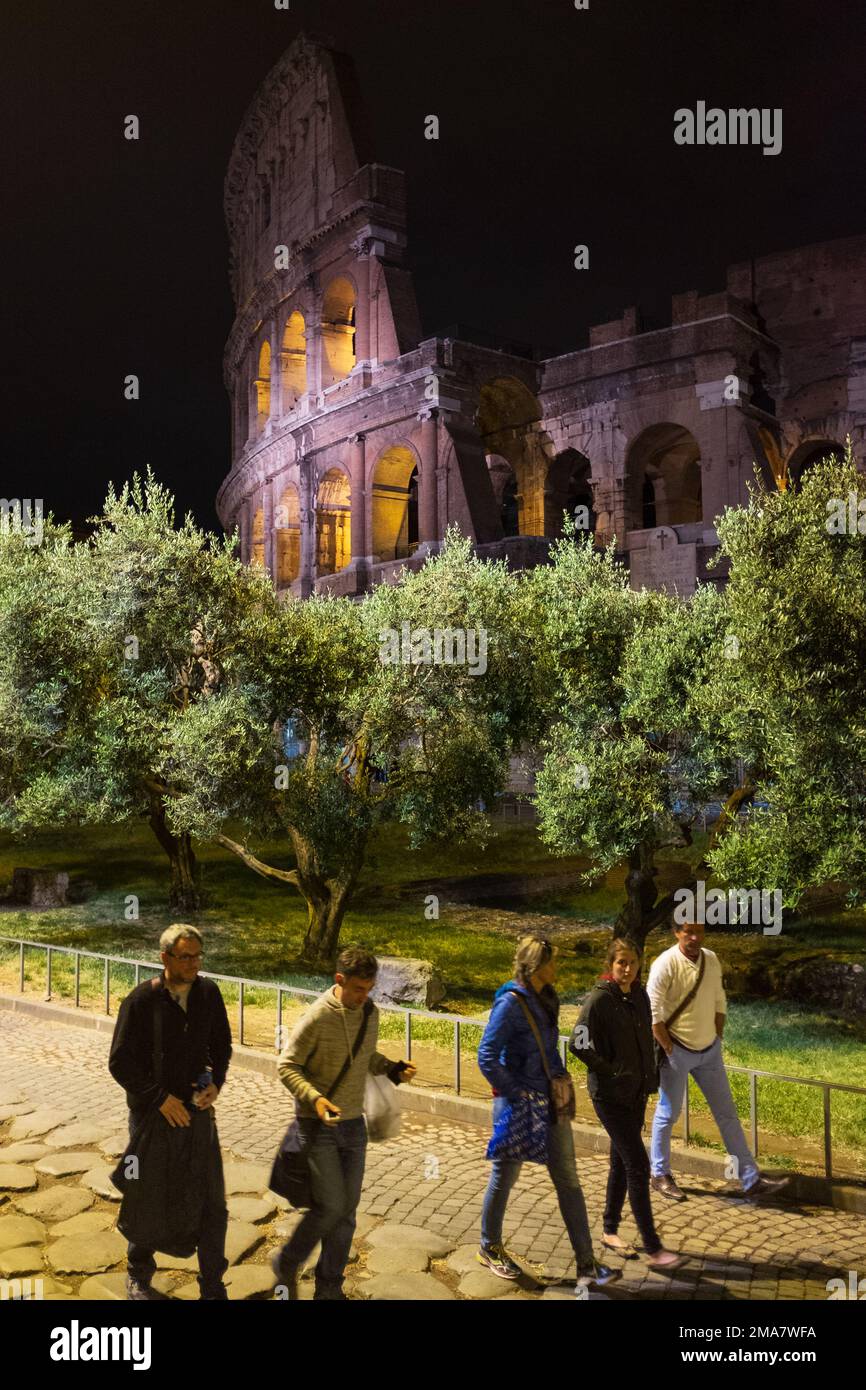 People in the Colosseum ancient amphitheatre and arena in Rome the ...