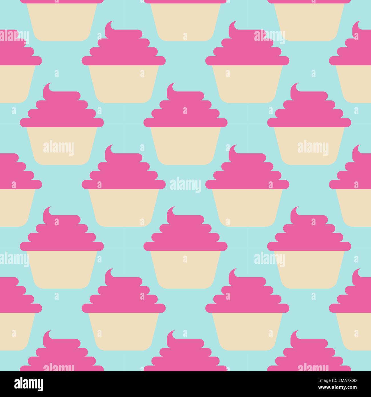 Seamless pattern with cupcake on a blue background Stock Vector