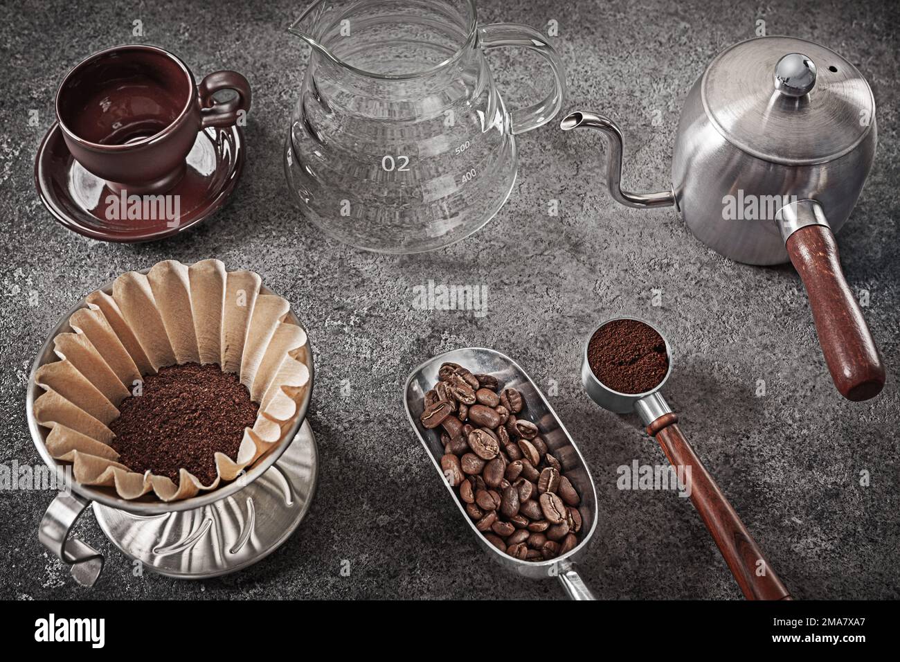 Alternative Coffee Brewing Set. Preparing To Making Fresh Drink Stock