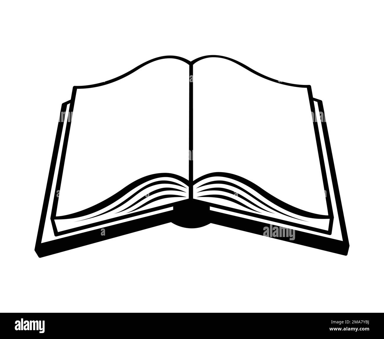 cartoon open book black and white element vector isolated on white